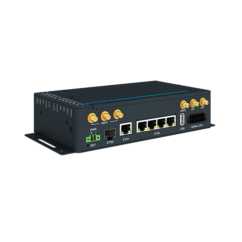 Cellular Router, LTE Cat.12, Global, 5× Gig ETH, 1× RS232, 1× RS485, 1× SFP, CAN BUS, DI/DO, USB, SD Card, WiFi, No ACC, -40 to +60 °C